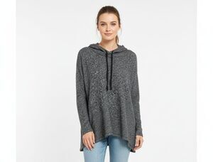 Eileen Fisher Pullover Sweater Womens Wool/Cotton Blend  Gray  Hooded  Sz S